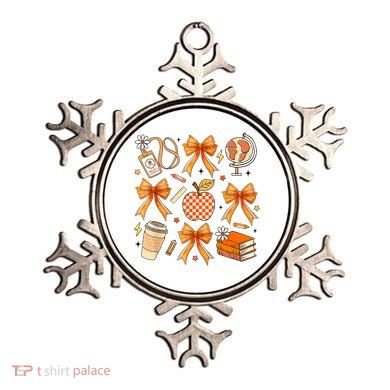 Coquette Teacher Game Day Fall Autumn Book Coffee Ornament