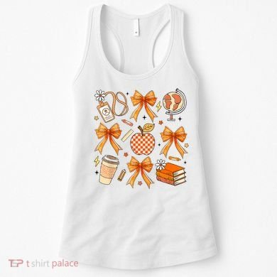 Coquette Teacher Game Day Fall Autumn Book Coffee Women's Tank Top