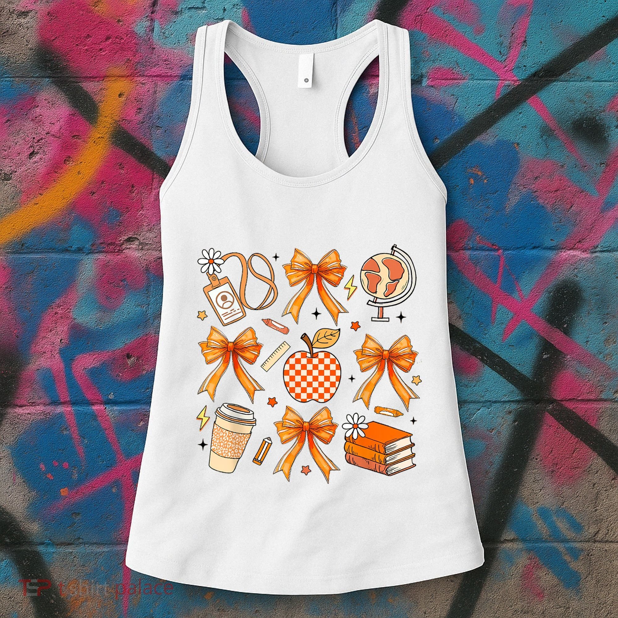 Coquette Teacher Game Day Fall Autumn Book Coffee Women's Tank Top
