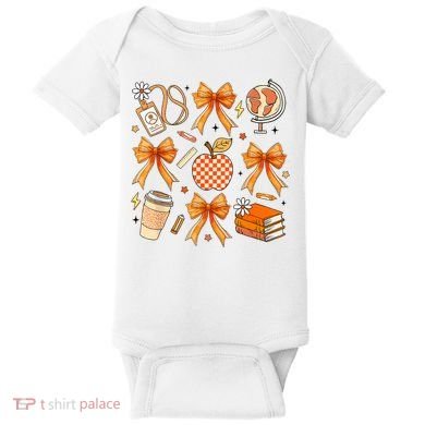 Coquette Teacher Game Day Fall Autumn Book Coffee Baby Bodysuit