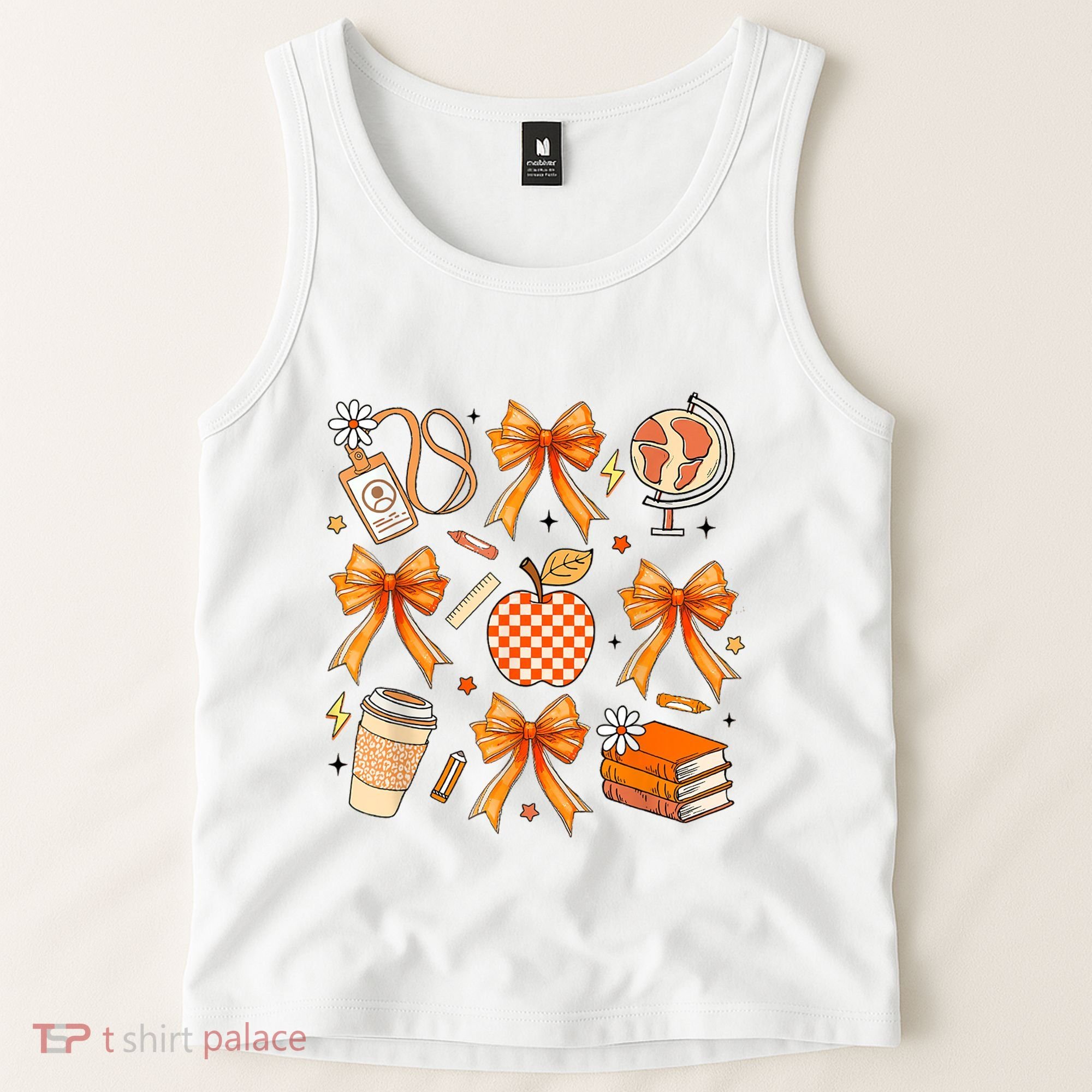 Coquette Teacher Game Day Fall Autumn Book Coffee Tank Top