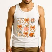Coquette Teacher Game Day Fall Autumn Book Coffee Tank Top thumb 3