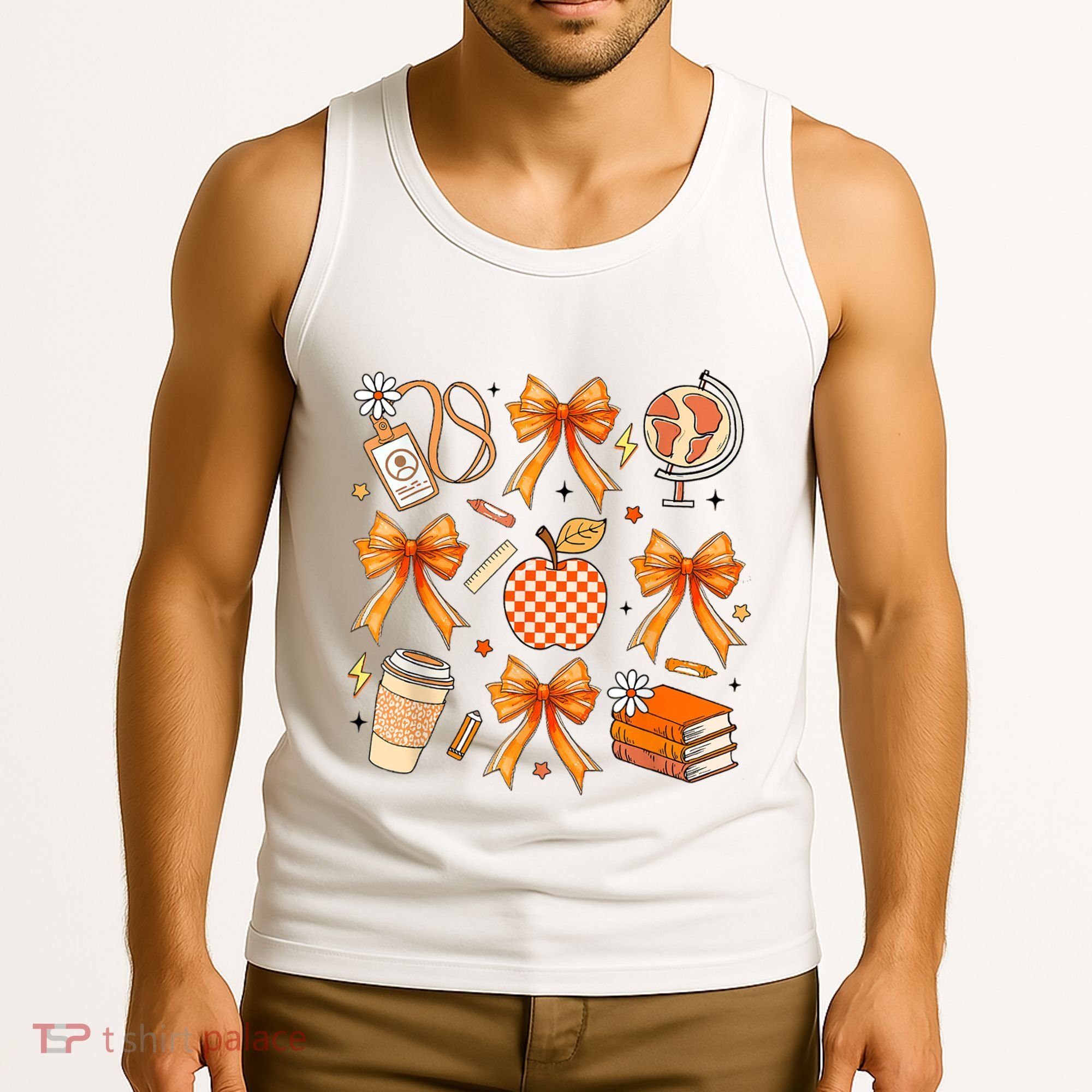 Coquette Teacher Game Day Fall Autumn Book Coffee Tank Top