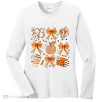 Coquette Teacher Game Day Fall Autumn Book Coffee Women's Long Sleeve Shirt thumb 0