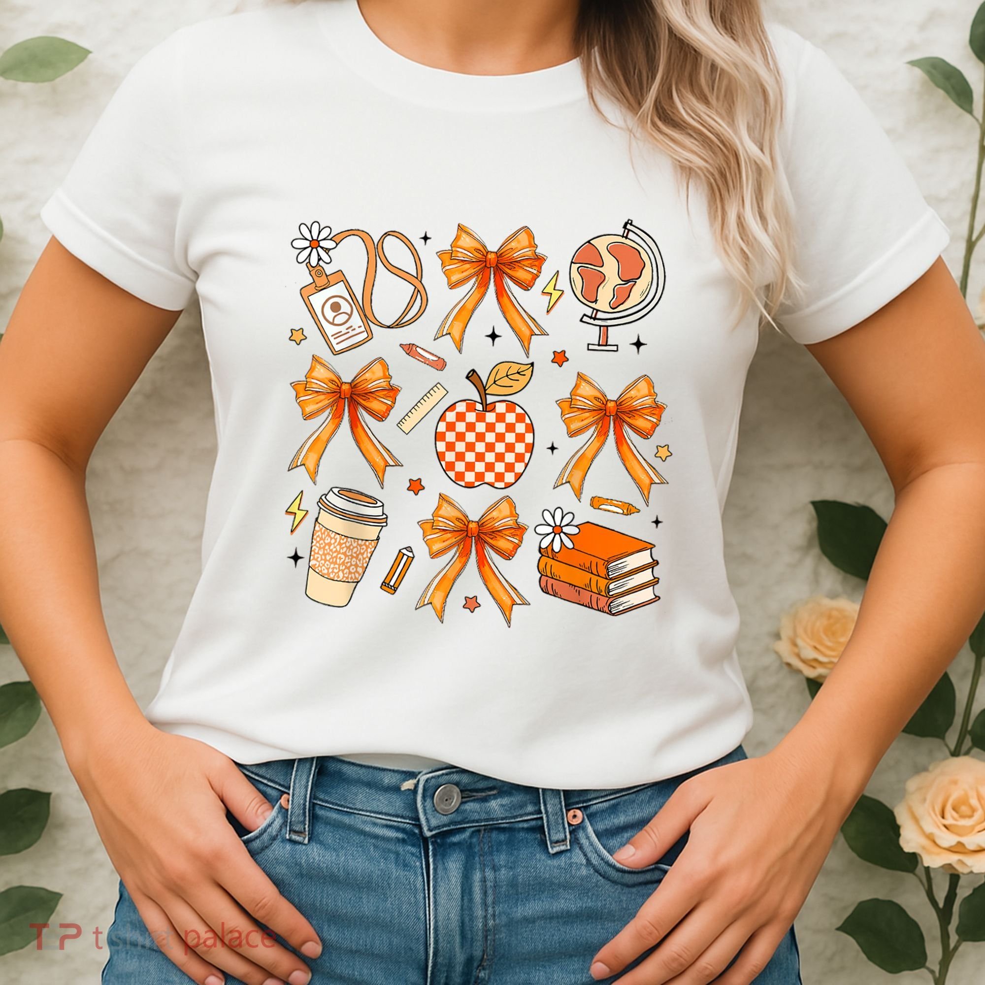 Coquette Teacher Game Day Fall Autumn Book Coffee Women's T-Shirt