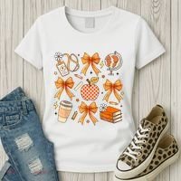 Coquette Teacher Game Day Fall Autumn Book Coffee Women's T-Shirt thumb 3