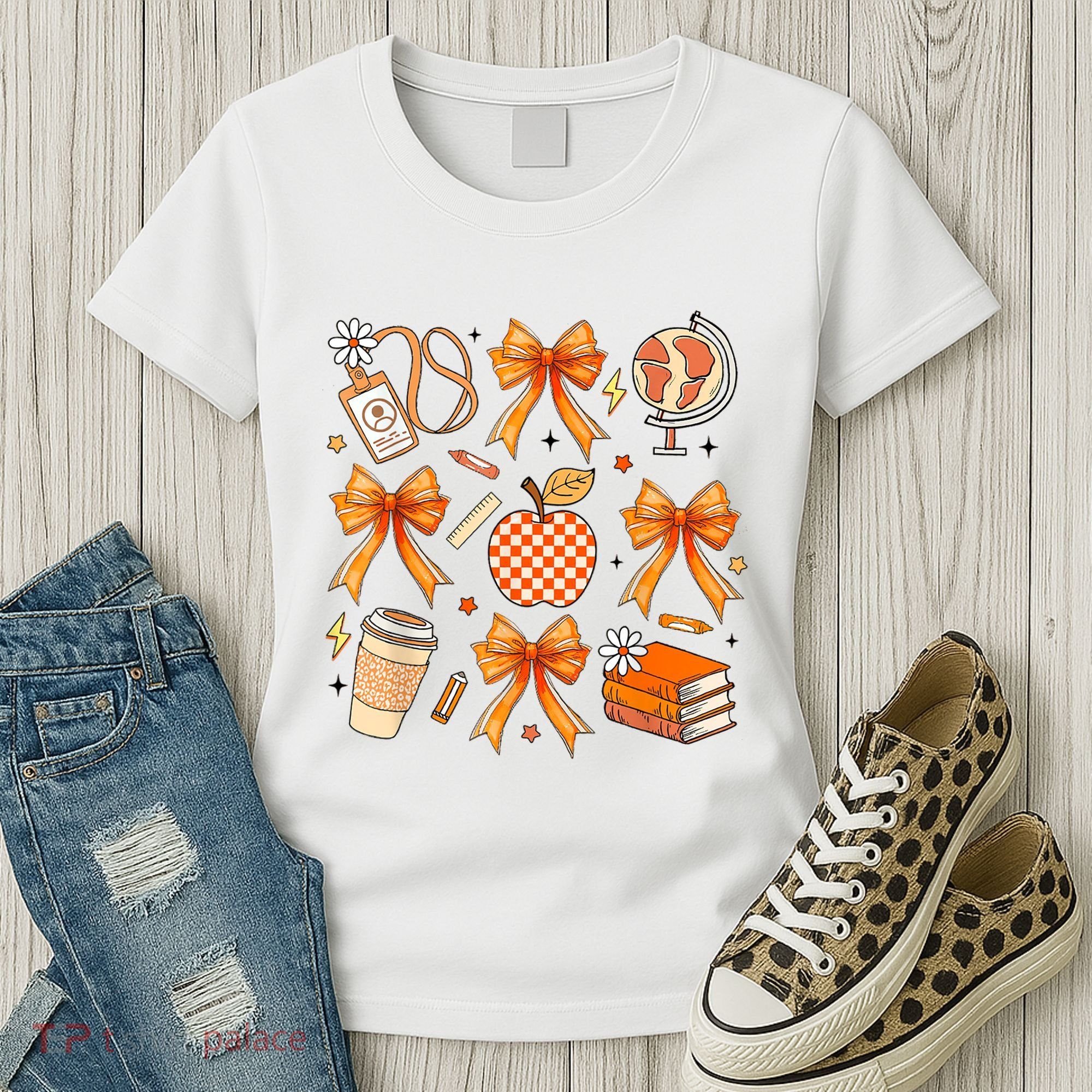 Coquette Teacher Game Day Fall Autumn Book Coffee Women's T-Shirt