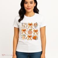 Coquette Teacher Game Day Fall Autumn Book Coffee Women's T-Shirt thumb 4