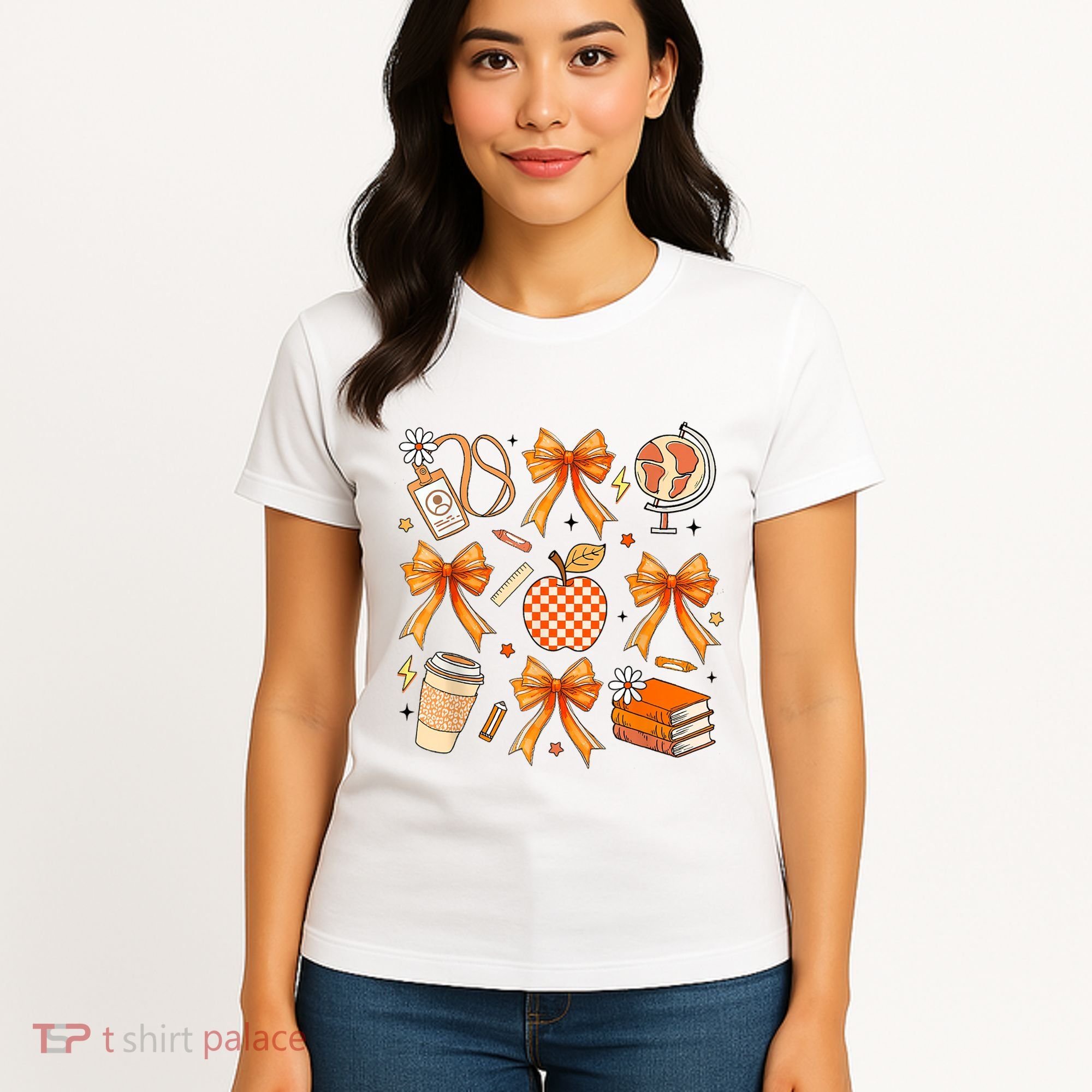 Coquette Teacher Game Day Fall Autumn Book Coffee Women's T-Shirt