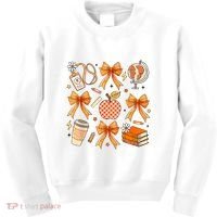 Coquette Teacher Game Day Fall Autumn Book Coffee Kids Sweatshirt thumb 0