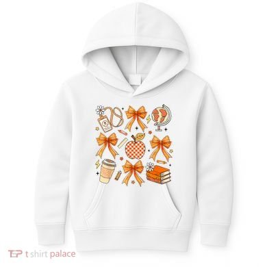 Coquette Teacher Game Day Fall Autumn Book Coffee Kids Hoodie