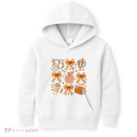 Coquette Teacher Game Day Fall Autumn Book Coffee Kids Hoodie thumb 0