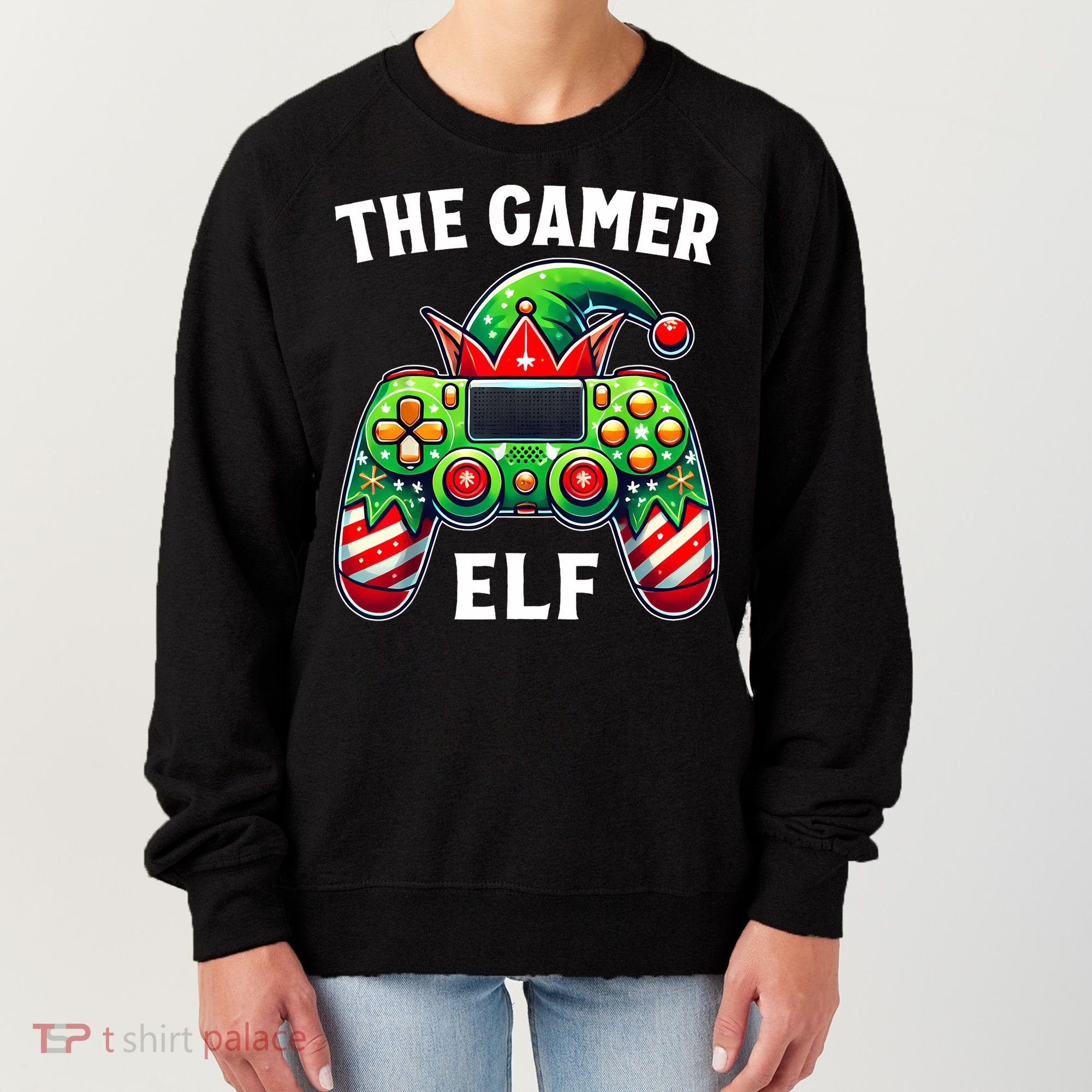 Christmas The Gamer Elf Video Gaming Women's Sweatshirt