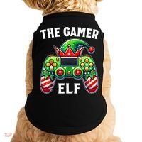 Christmas The Gamer Elf Video Gaming Doggie Tank thumb 0