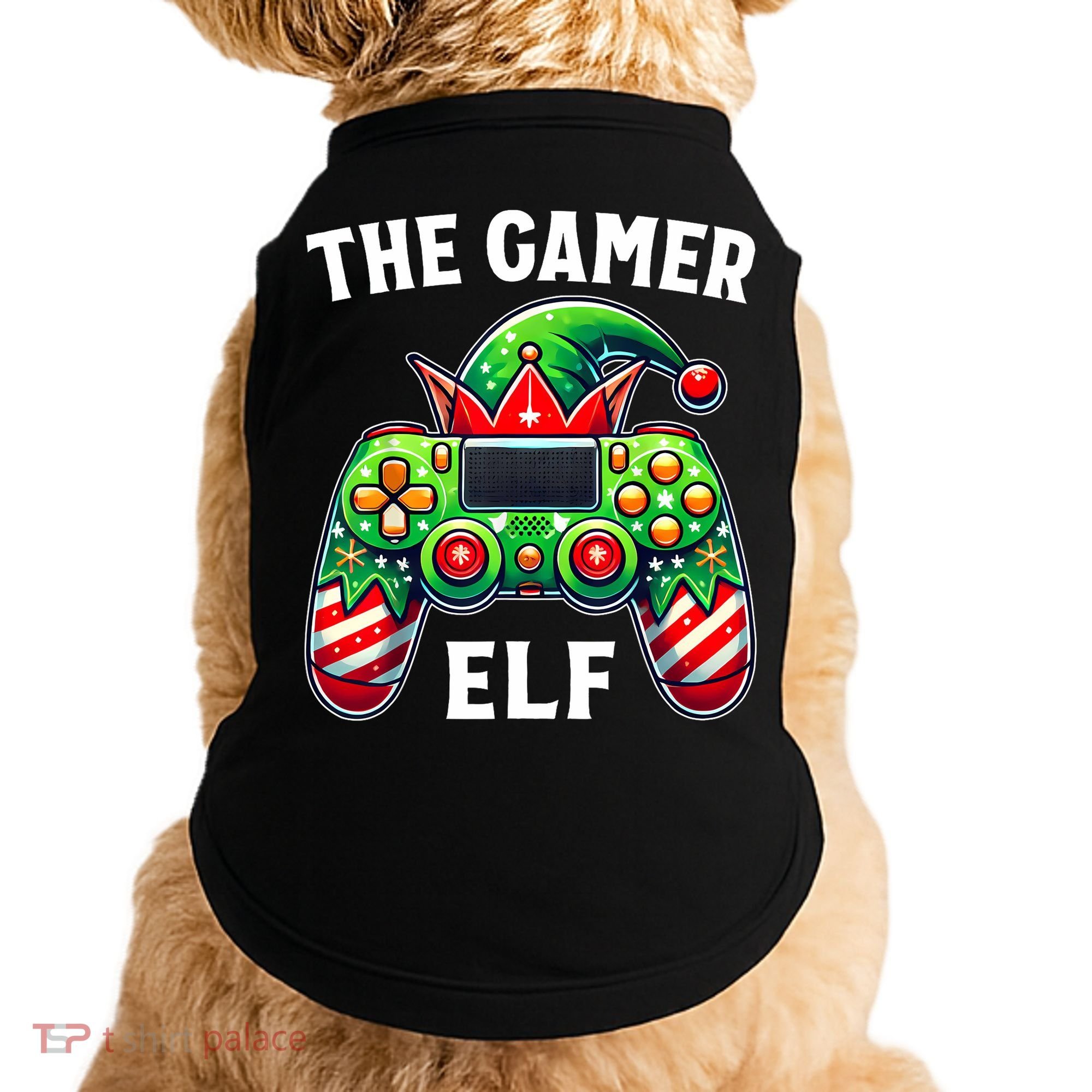 Christmas The Gamer Elf Video Gaming Doggie Tank