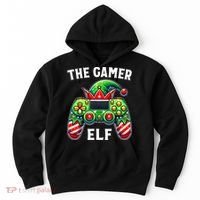 Christmas The Gamer Elf Video Gaming Hoodie thumb 0