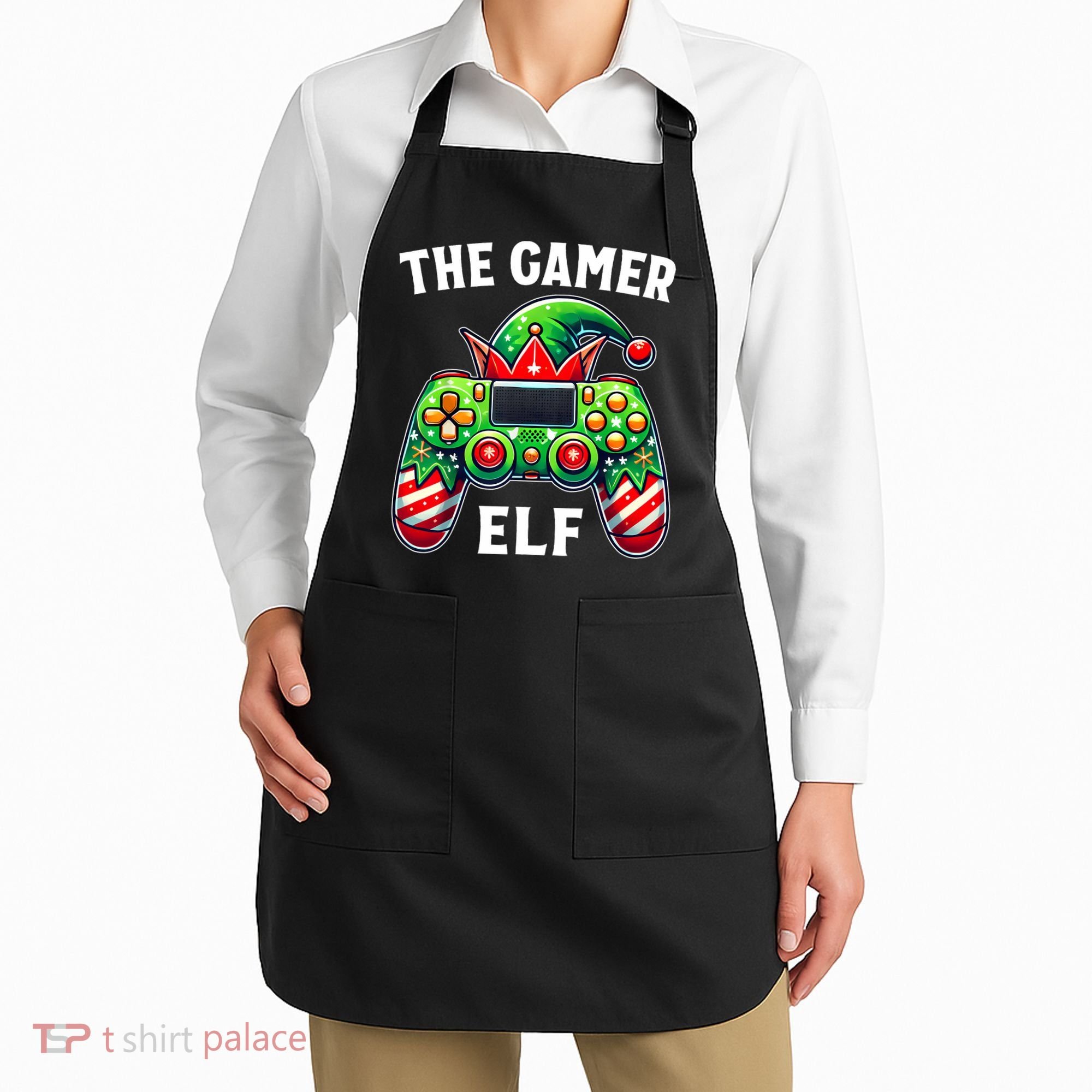 Christmas The Gamer Elf Video Gaming Apron