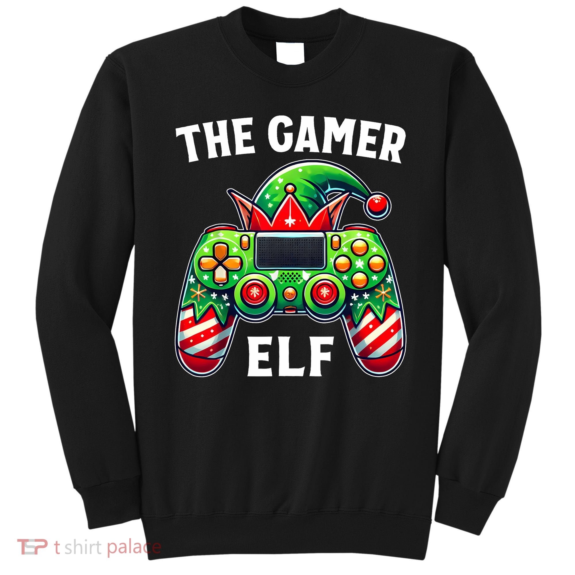 Christmas The Gamer Elf Video Gaming Sweatshirt