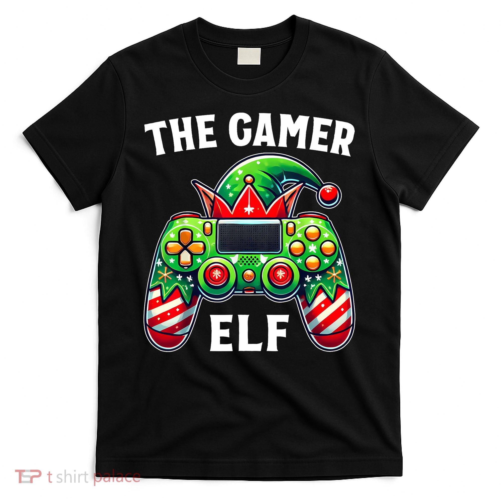 Christmas The Gamer Elf Video Gaming T-Shirt