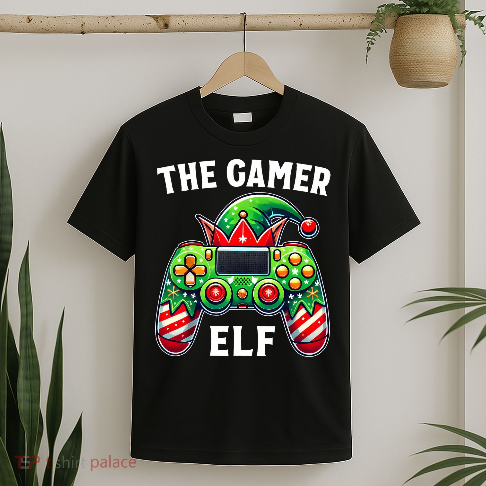 Christmas The Gamer Elf Video Gaming T-Shirt