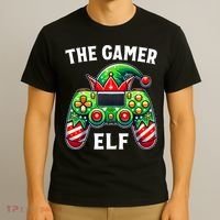Christmas The Gamer Elf Video Gaming T-Shirt thumb 3
