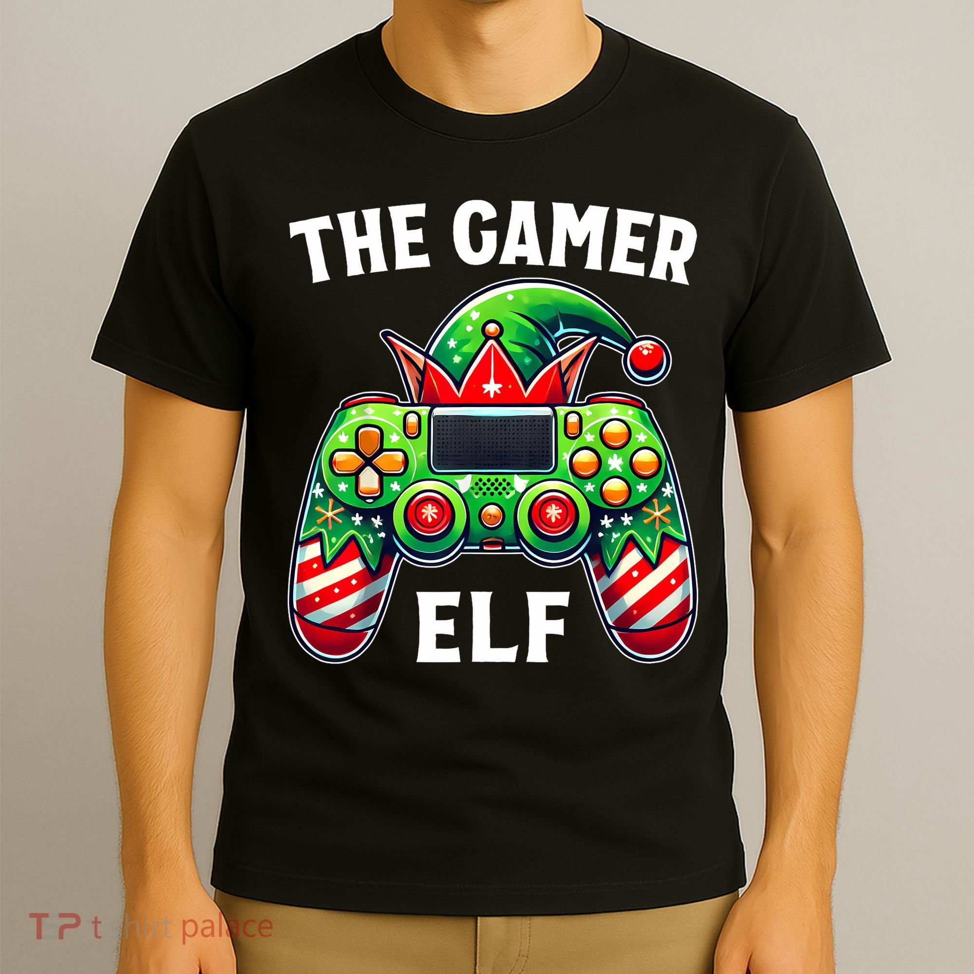 Christmas The Gamer Elf Video Gaming T-Shirt