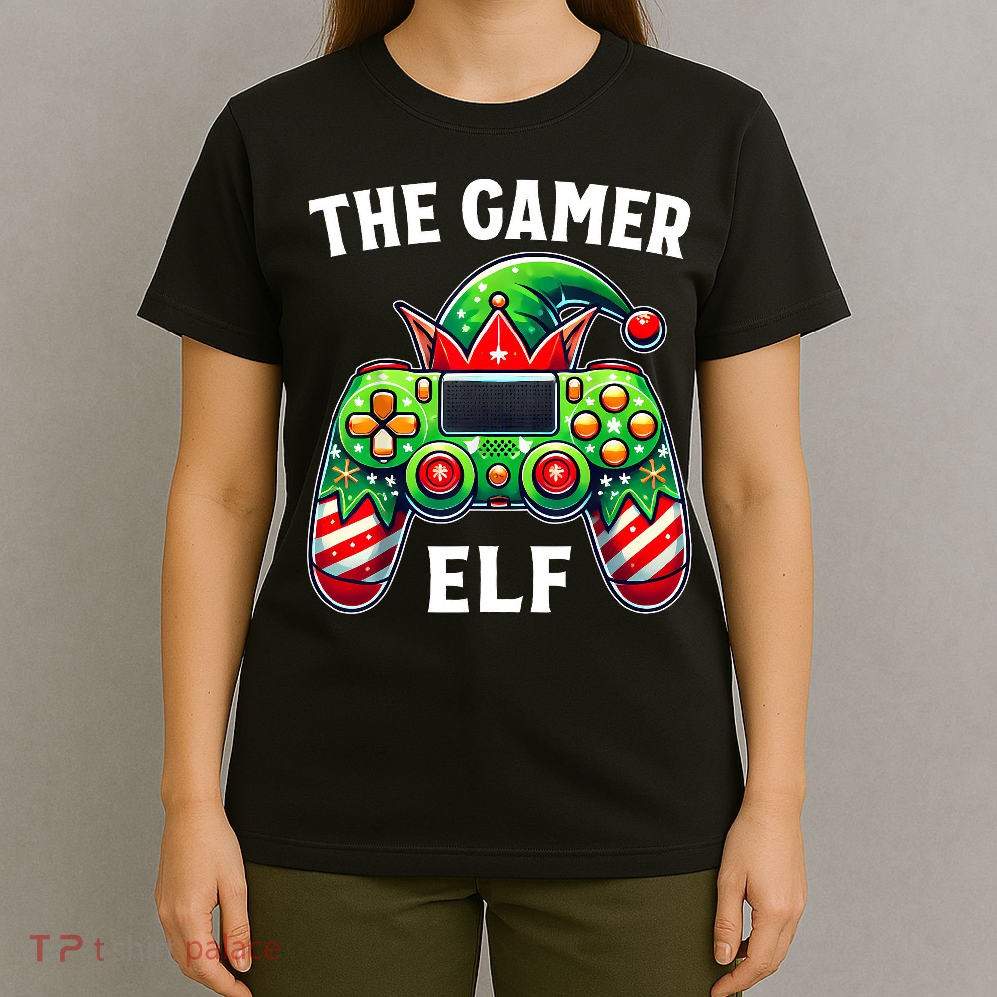 Christmas The Gamer Elf Video Gaming T-Shirt