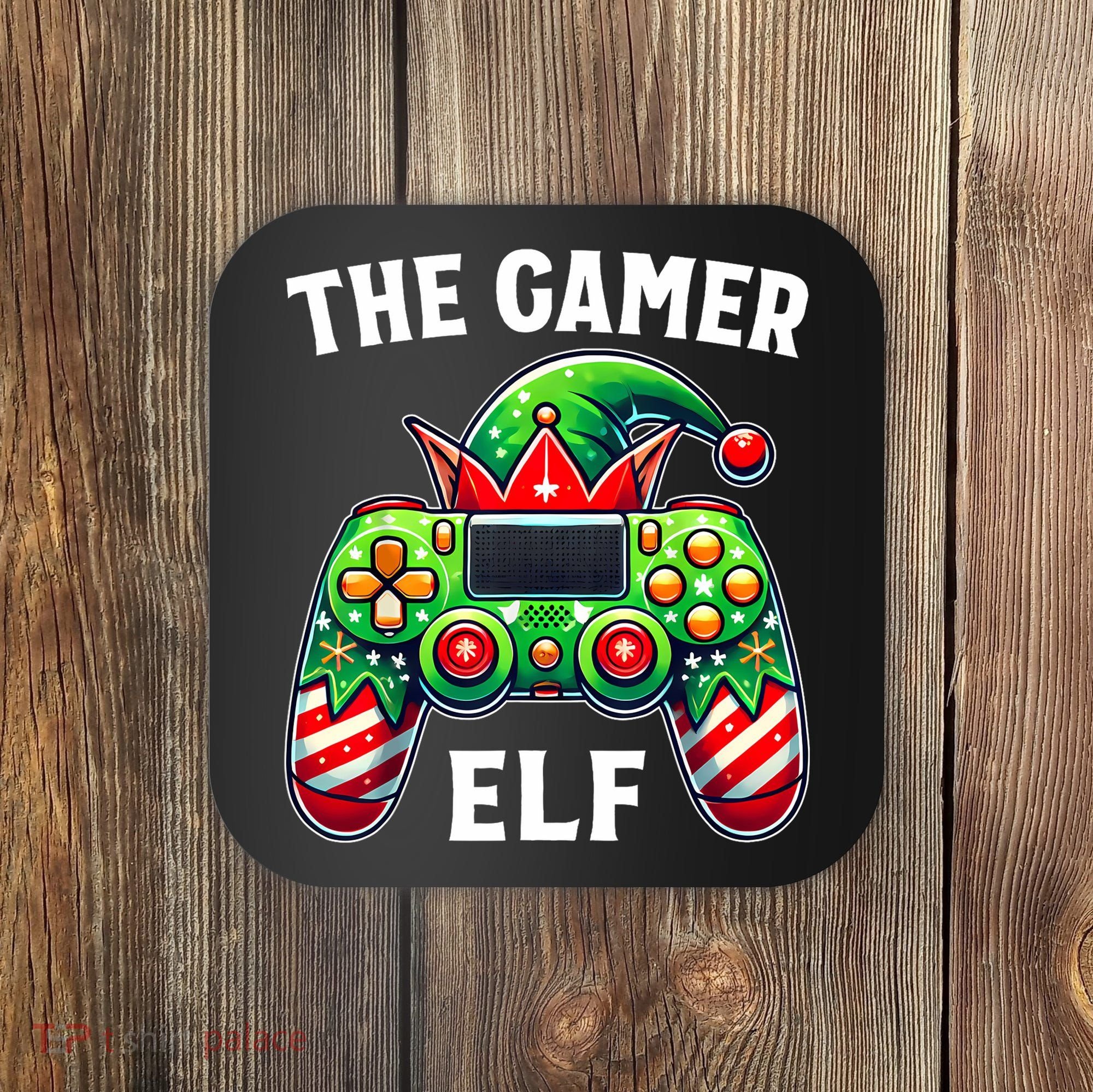 Christmas The Gamer Elf Video Gaming Coaster
