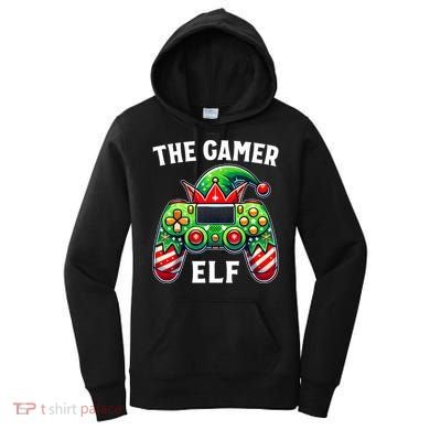 Christmas The Gamer Elf Video Gaming Women's Hoodie