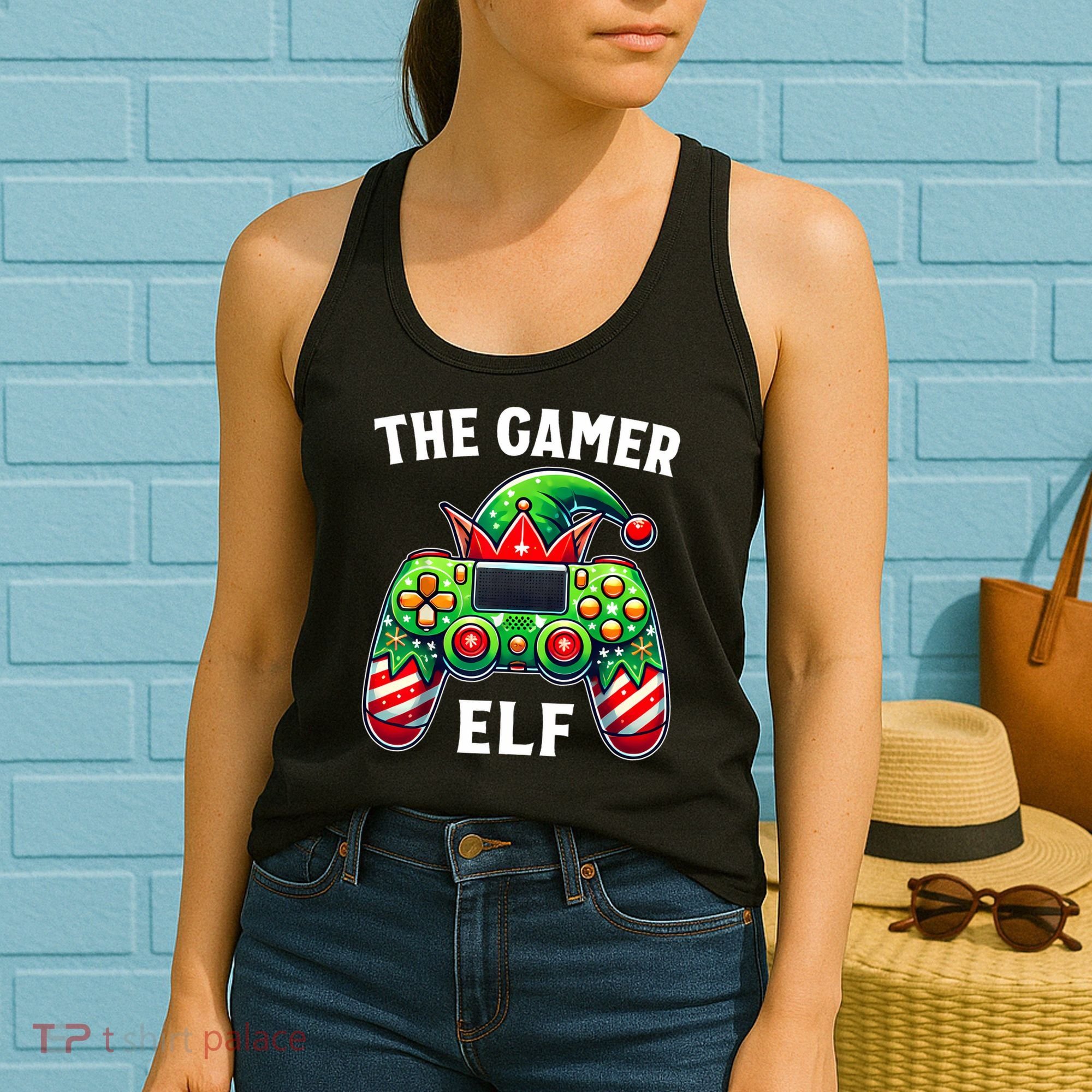 Christmas The Gamer Elf Video Gaming Women's Tank Top