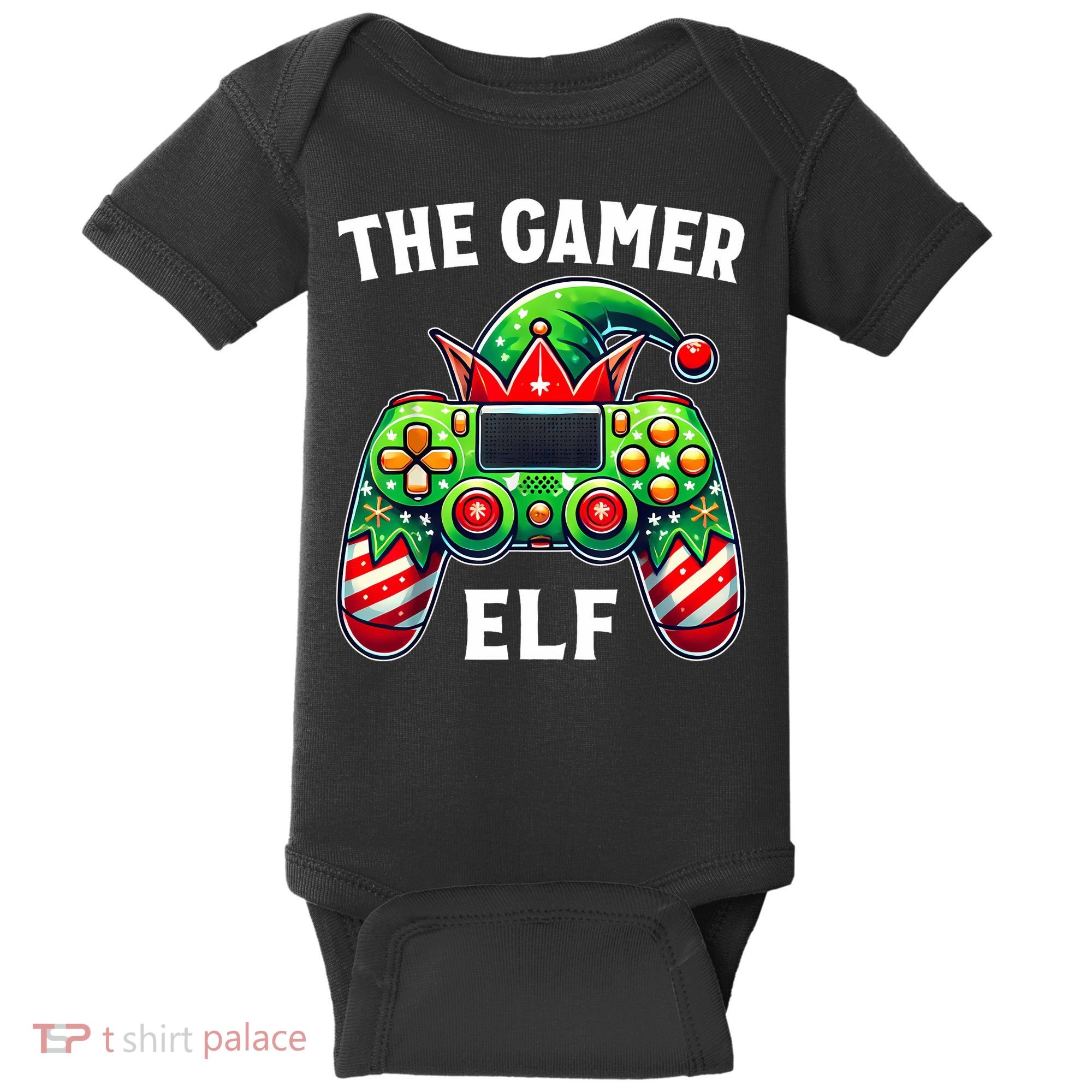 Christmas The Gamer Elf Video Gaming Baby Bodysuit