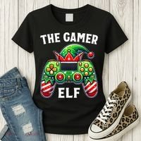 Christmas The Gamer Elf Video Gaming Women's T-Shirt thumb 3