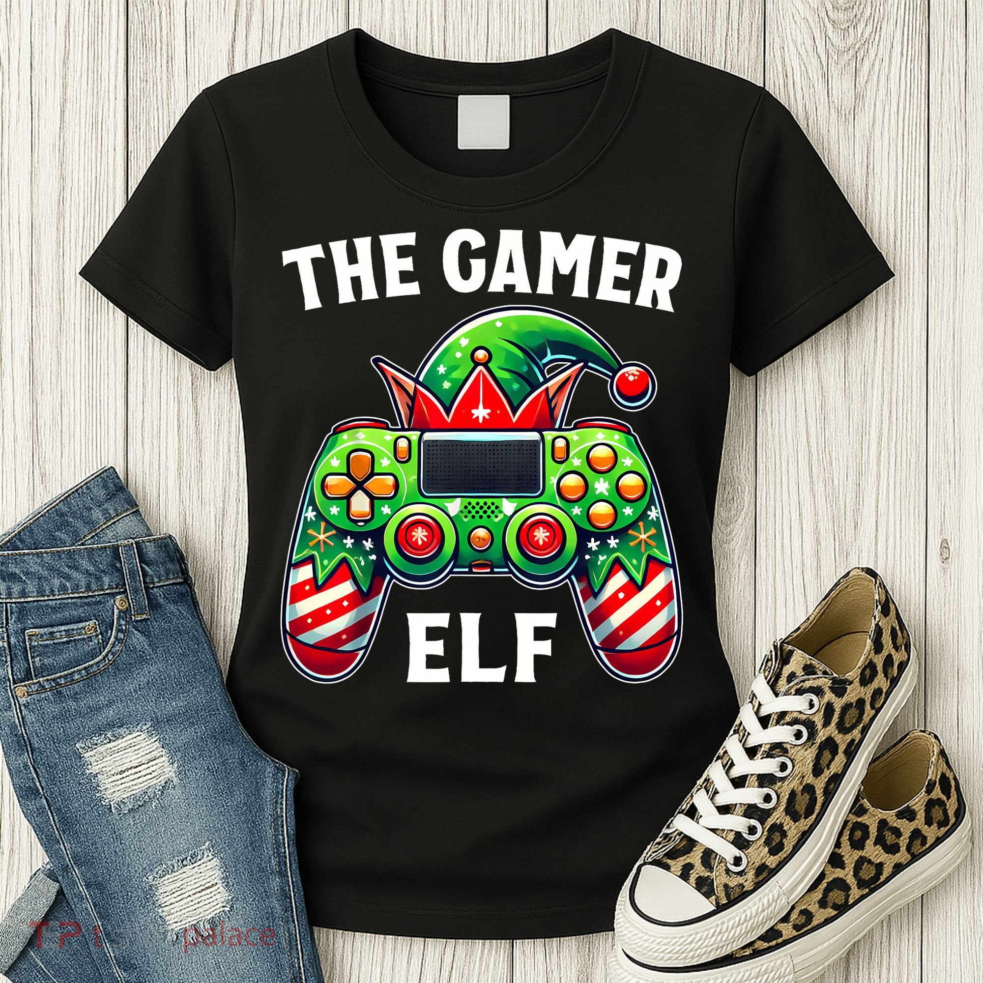 Christmas The Gamer Elf Video Gaming Women's T-Shirt