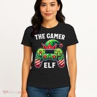 Christmas The Gamer Elf Video Gaming Women's T-Shirt thumb 4
