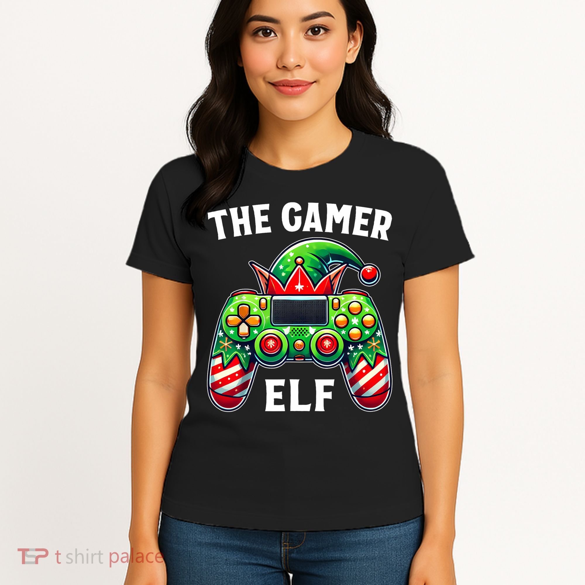 Christmas The Gamer Elf Video Gaming Women's T-Shirt