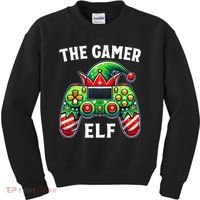 Christmas The Gamer Elf Video Gaming Kids Sweatshirt thumb 0