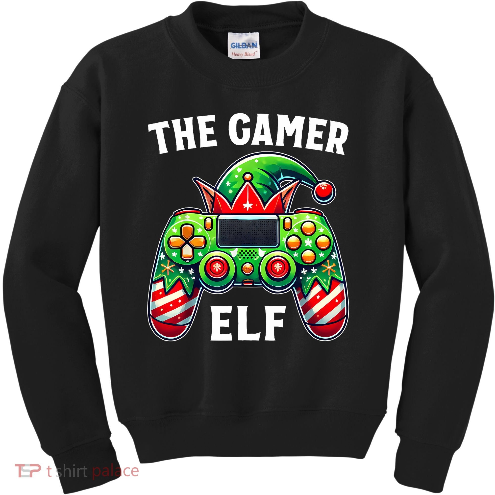 Christmas The Gamer Elf Video Gaming Kids Sweatshirt