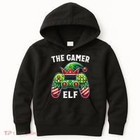 Christmas The Gamer Elf Video Gaming Kids Hoodie thumb 0