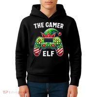 Christmas The Gamer Elf Video Gaming Kids Hoodie thumb 4