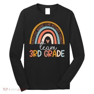 Cute Third Grade Teacher Boho Rainbow Team 3rd Grade Long Sleeve Shirt