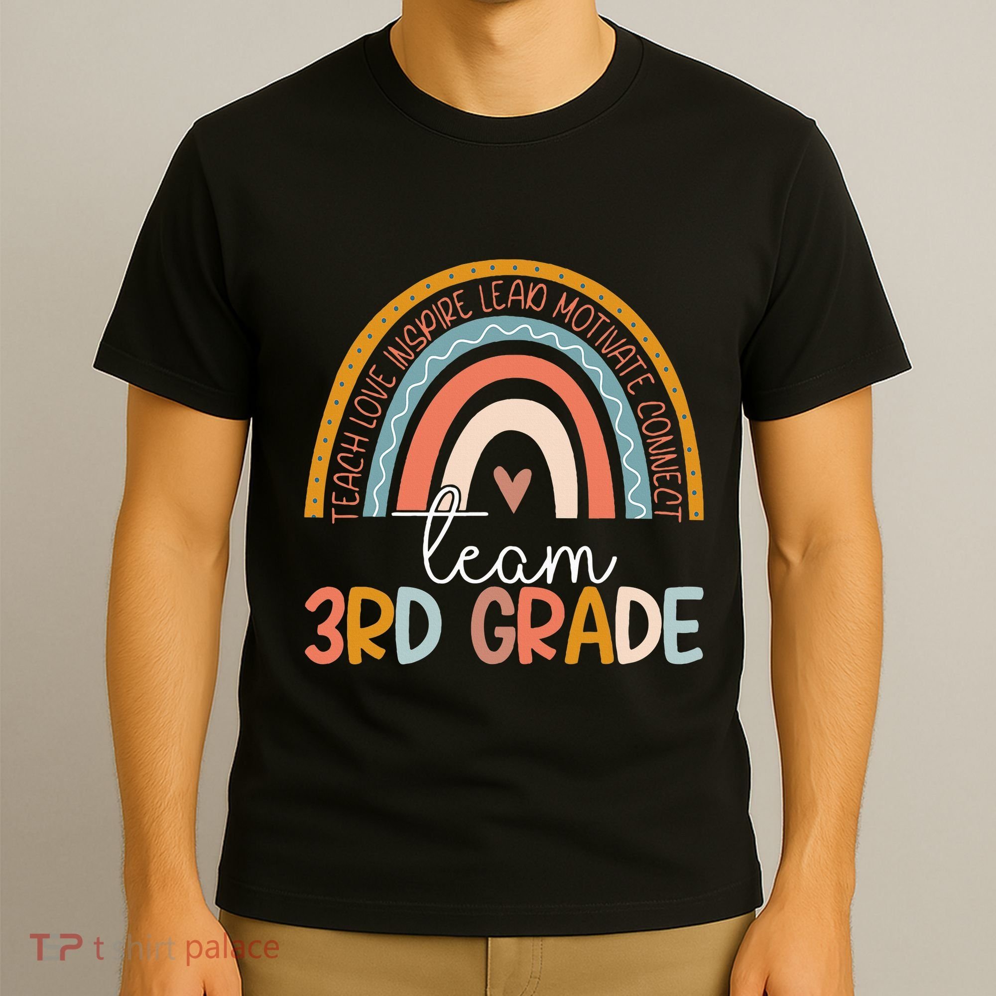 Cute Third Grade Teacher Boho Rainbow Team 3rd Grade T-Shirt