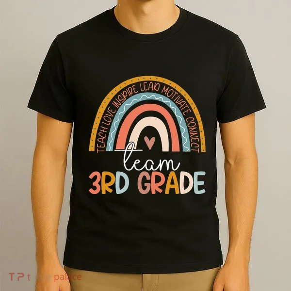 Cute Third Grade Teacher Boho Rainbow Team 3rd Grade T-Shirt