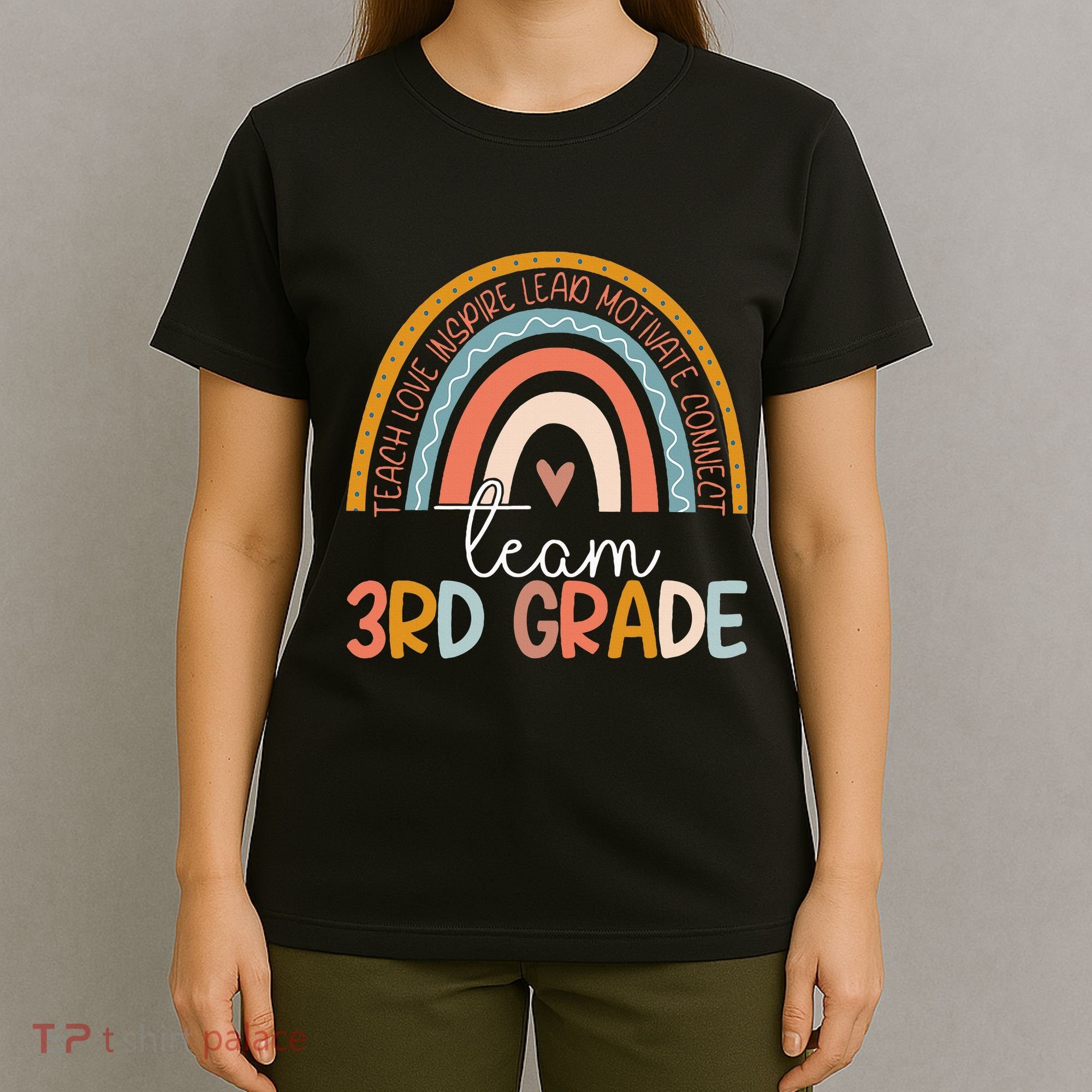 Cute Third Grade Teacher Boho Rainbow Team 3rd Grade T-Shirt