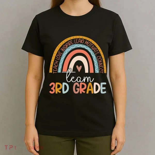 Cute Third Grade Teacher Boho Rainbow Team 3rd Grade T-Shirt
