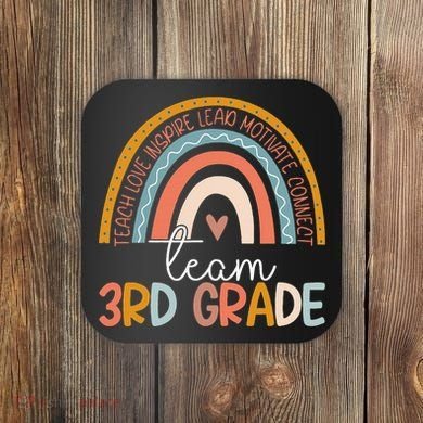 Cute Third Grade Teacher Boho Rainbow Team 3rd Grade Coaster