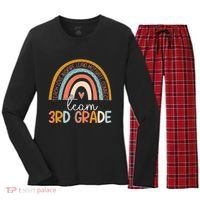 Cute Third Grade Teacher Boho Rainbow Team 3rd Grade Women's Long Sleeve Flannel Pajama Set  thumb 0