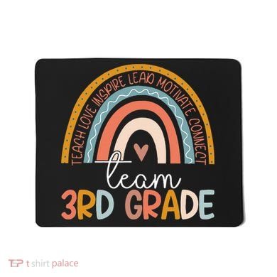 Cute Third Grade Teacher Boho Rainbow Team 3rd Grade Mousepad