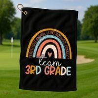 Cute Third Grade Teacher Boho Rainbow Team 3rd Grade Golf Towel thumb 1