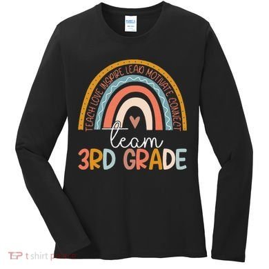 Cute Third Grade Teacher Boho Rainbow Team 3rd Grade Women's Long Sleeve Shirt