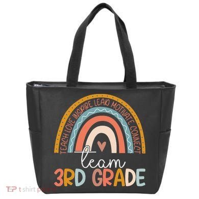 Cute Third Grade Teacher Boho Rainbow Team 3rd Grade Tote Bag
